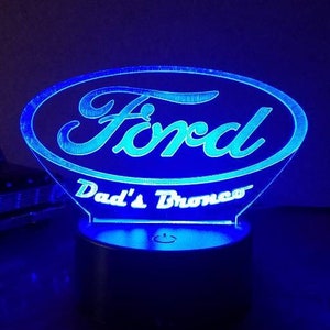 Personalized Ford acrylic night light / sign, multi colored led light for garage or man cave.