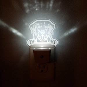 Golden Retriever Dog Nightlight Personalized with your dog&#39;s name - wall outlet plug in - automatic