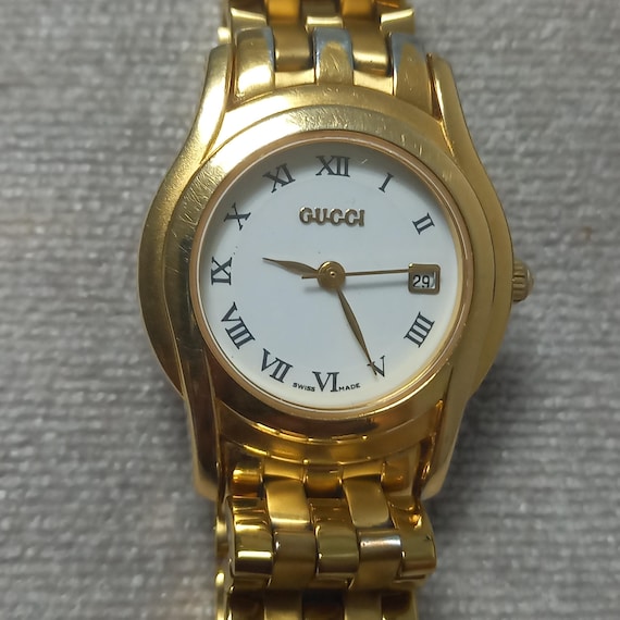 Gucci 5400L Vintage Gold Plated Ladies Watch. Roman Numerals and