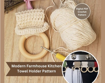 Crochet Pattern, Kitchen Towel Holder, Tea Towel Holder, Crochet Kitchen Pattern, Crochet Towel Holder, DIY Crochet Project