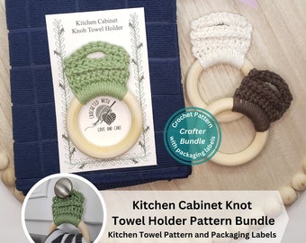 Crochet Pattern Bundle, Kitchen Cabinet Knob Towel Holder, Ribbing Stitch, Crochet Projects, DIY Crochet, Handmade Crochet, Crochet Gift