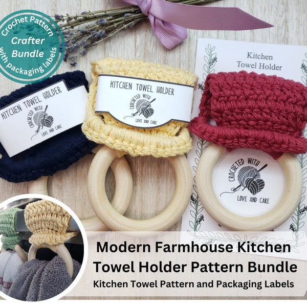 Crochet Pattern Bundle, Kitchen Towel Holder Pattern, Handmade Crochet, Crochet Gifts, DIY Crochet, Crochet Projects, Home decor,