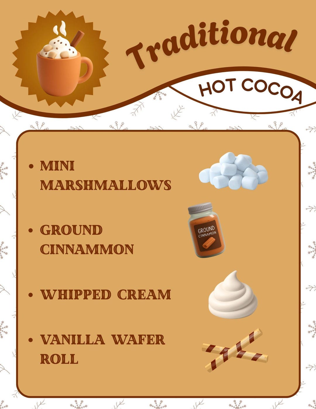 Traditional Cocoa Toppings Recipe Card Idea DIY - Etsy