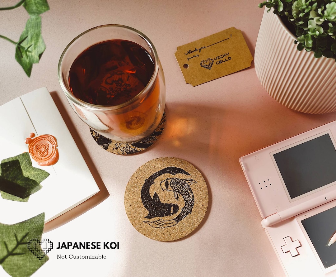 Aesthetic Art Laser Engraved Cork Coaster Etsy