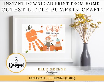 Adorable CUTEST LITTLE PUMPKIN Around Keepsake Craft! Fall Autumn Thanksgiving Art Craft for Kids, Gift for Kids, 8x10 and Letter Size