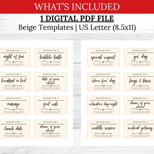 Whats included. 1 digital pdf file, beige templates, US letter size; two pre-filled pdf images