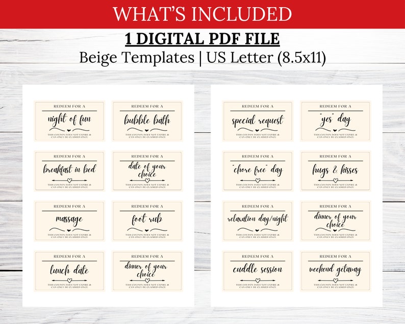 Whats included. 1 digital pdf file, beige templates, US letter size; two pre-filled pdf images