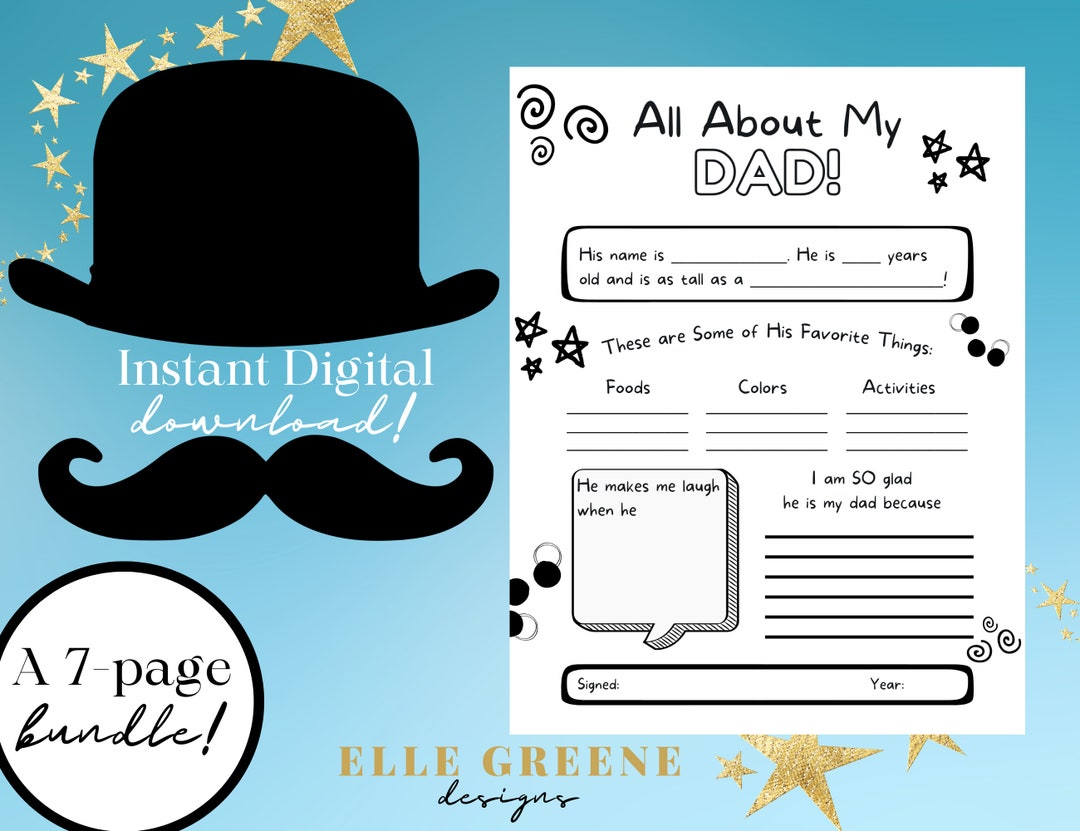 All About My Dad BUNDLE! Father's Day Gift for Kids, Instant Download ...