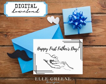 Printable First Father's Day Greeting Card, 7x5 inch Foldable Card, PDF/Instant Digital Download, Father's Day Card from Baby/Child/Toddler