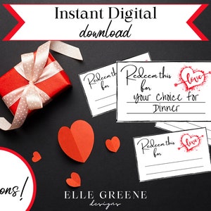 Bons de réduction pour la Saint-Valentin ! Cadeaux pour conjoint | Carte de coupon imprimable | Coupons vierges | Cadeaux pour les couples