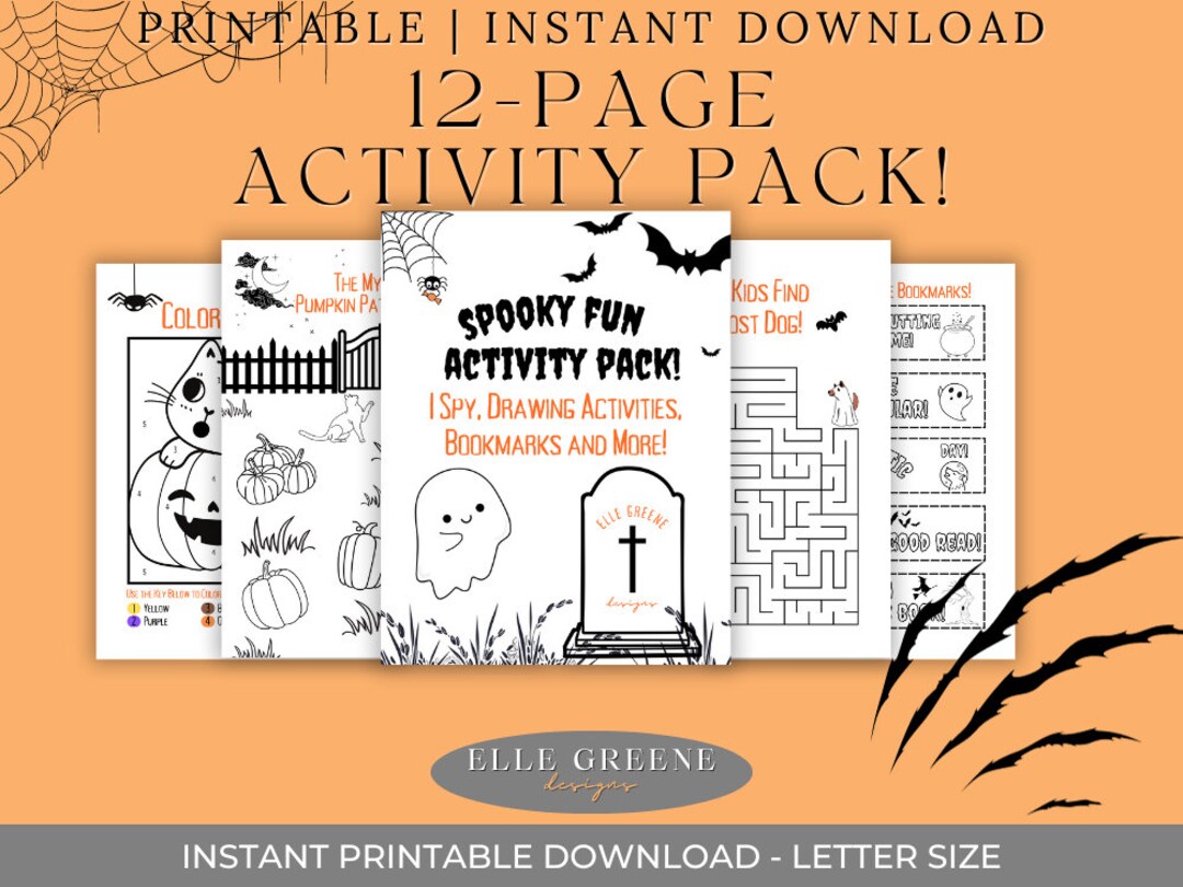 Spooky Activity Spooky Activity Pack for Kids! 12 Page Activity Pack | Halloween ...