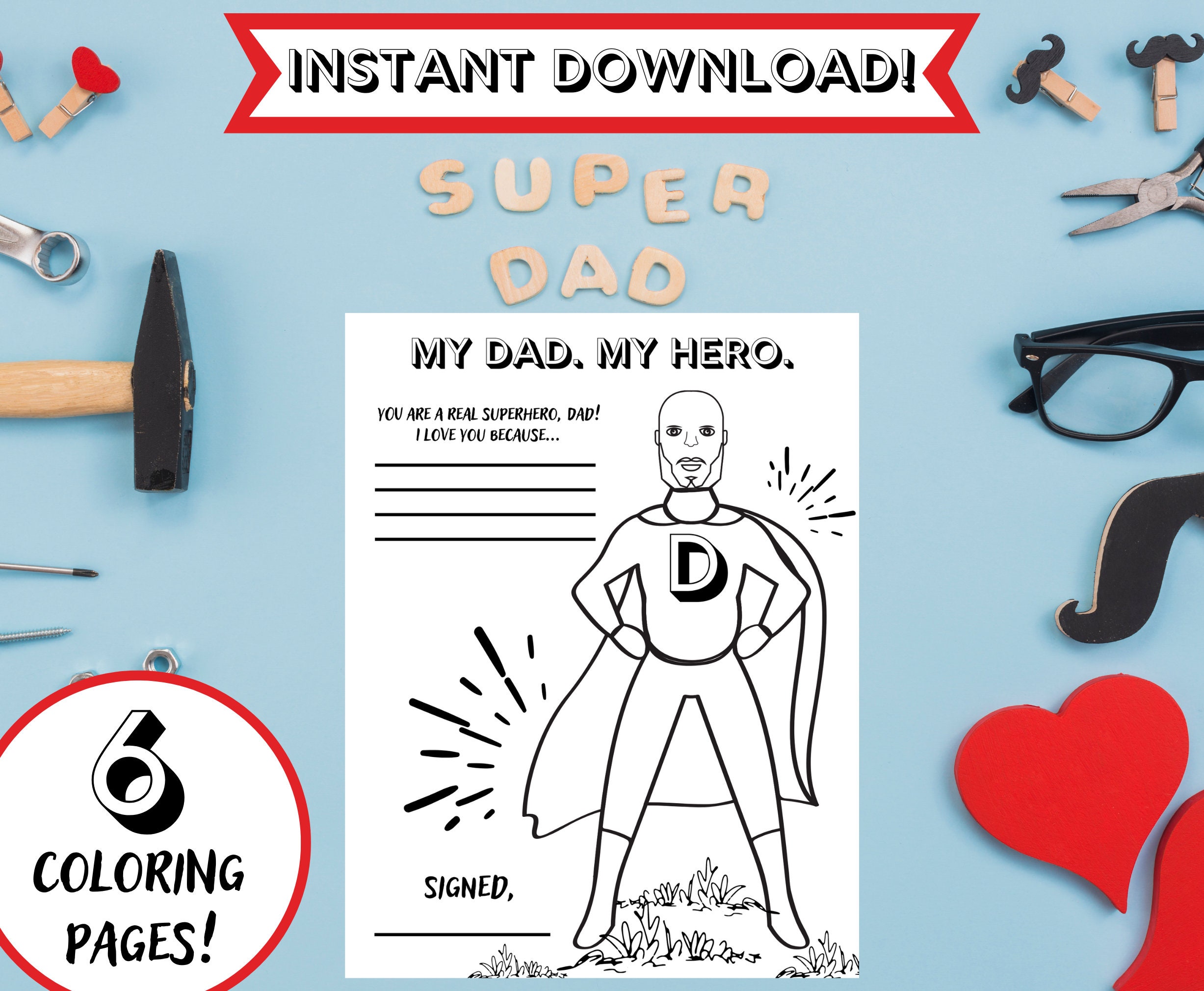 coloring pages for fathers day printable coloring sheets etsy