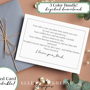 Vatertag Grußkarte | 7 x 5 druckbare | 3 Farben-Bundle | Vatertags Geschenk | Geburtstagsgeschenk für Papa | Papa Gedicht Karte | Digitaler Download