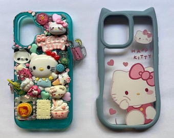 Ręcznie robione etui Kawaii Decoden na iPhone'a 16 z efektem świecenia w ciemności, niebieskie, urocze etui z żywicy, słodkie etui z motywem deseru, wyjątkowy prezent