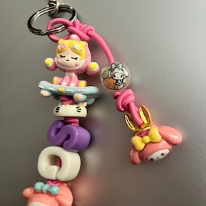 Personalized Custom Initials Bag Charm Character Keychain