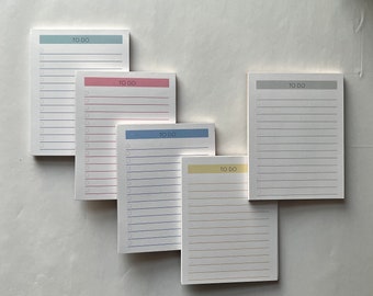 Set of 5 Mini Notepads - Pocket-Sized Task Lists - Turquoise, Yellow, Sage, Blue, Pink