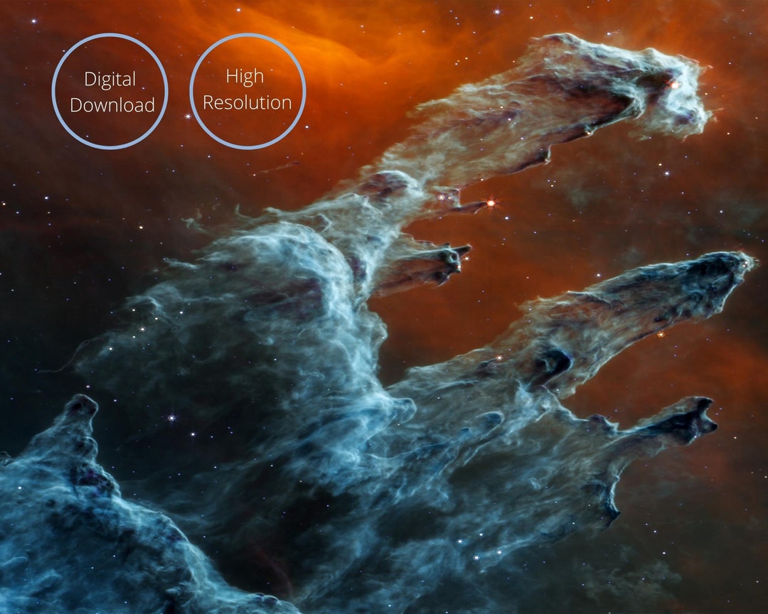 High Resolution Pillars of Creation MIRI Image JWST Digital Etsy