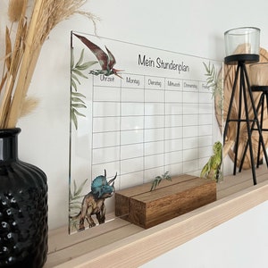 Individueller Stundenplan Acrylglas • abwischbar & personalisiert • Einschulung • wiederverwendbar • Schulstart Geschenk • Dinosaurier Dino