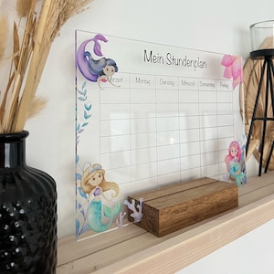 Individueller Stundenplan Acrylglas • abwischbar & personalisiert • Einschulung • wiederverwendbar • Schulstart Geschenk • Meerjungfrauen