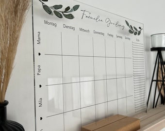 Acrylglas Wochenplaner abwischbar | Wochenplan | wiederverwendbar | Familienplaner |Notizen | Terminkalender | Wandkalender | Montaskalender