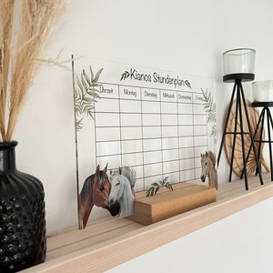 Individueller Stundenplan Acrylglas • abwischbar & personalisiert • Einschulung • wiederverwendbar • Schulstart Geschenk • Pferde