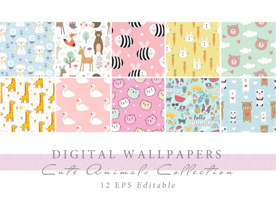 Cute Animal Print Wallpaper Digital Animal Art Wallpaper Safari Cute Animal Print Wallpaper Digital Animal Art Wallpaper Safari