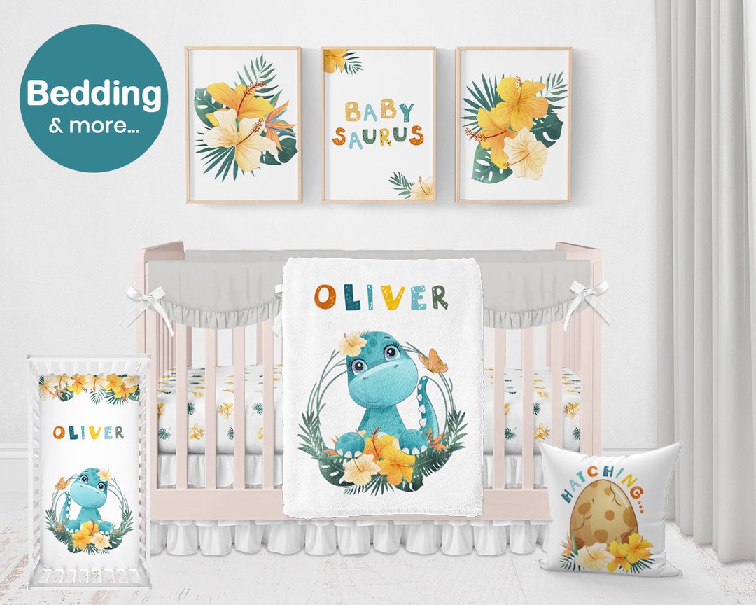 Personalized Baby Dinosaur Bedding Set Baby Boy Custom Etsy