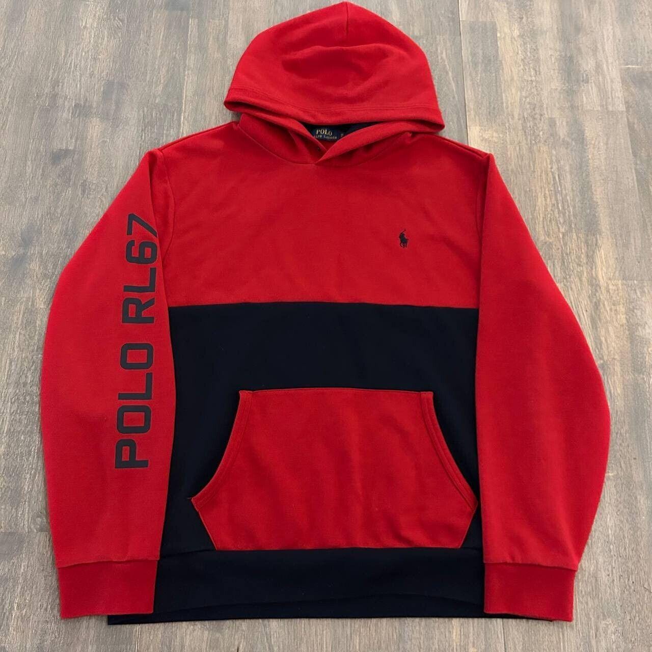 Polo Ralph Lauren Mens RL 67 Fleece Pullover Track Hoodie Polo Ralph Lauren Mens RL 67 Fleece Pullover Track Hoodie