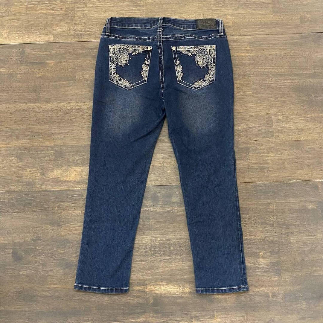 Vintage 2000s Y2K ZCO Jeans Womens Rhinestone Bedazzled Blingy Size 7 ...