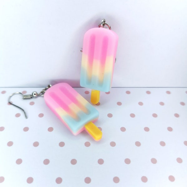 Rainbow Paddle Pop Earrings, Ice Cream Earrings, Food Earrings, Pastel Kawaii, Pastel Goth, Kawaii Earrings, Pastel Earrings, Gifts for her