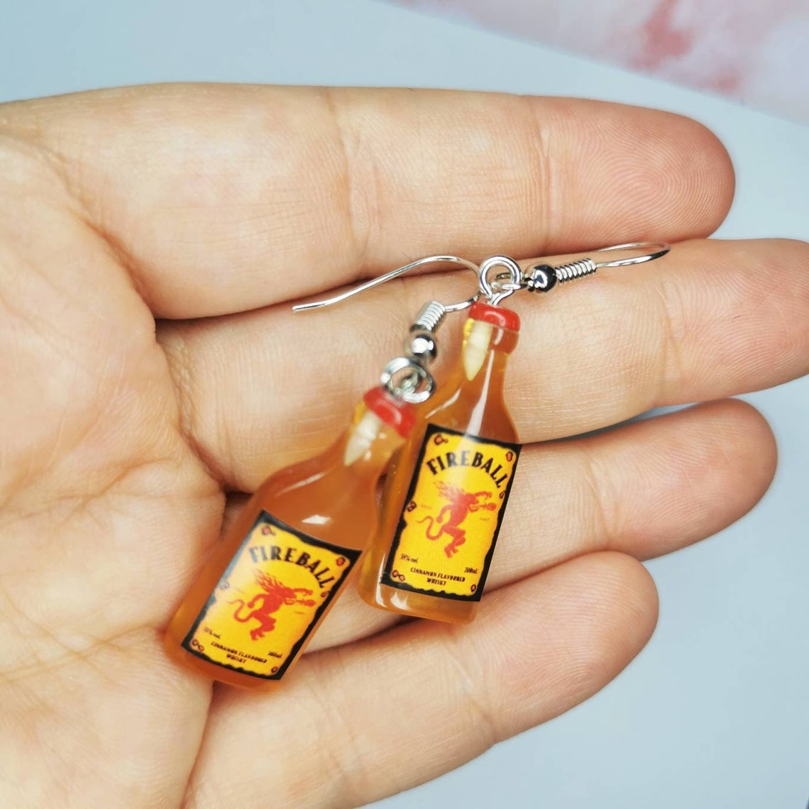 Fireball Earrings Alcohol Fireball Whiskey Adult Drink Etsy