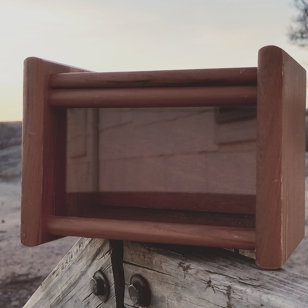 DeathTaxUSA • Vintage Small Wood Wooden Shadow Glass Case Box Curio Display Case | Mantel Desk Home Decor Storage | Taxidermy Specimen