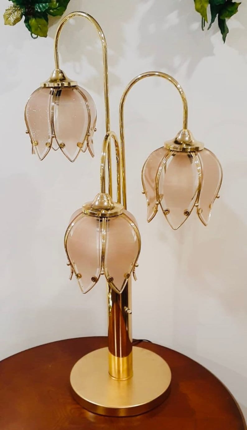 Vintage Hollywood Regency Tulip Table Lamp Etsy