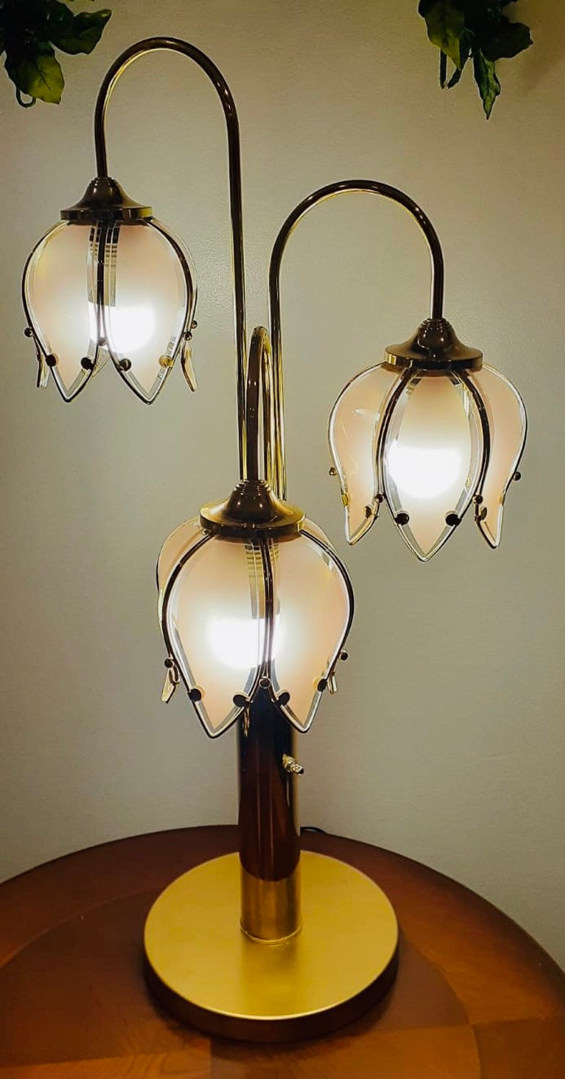 Vintage Hollywood Regency Tulip Table Lamp Etsy
