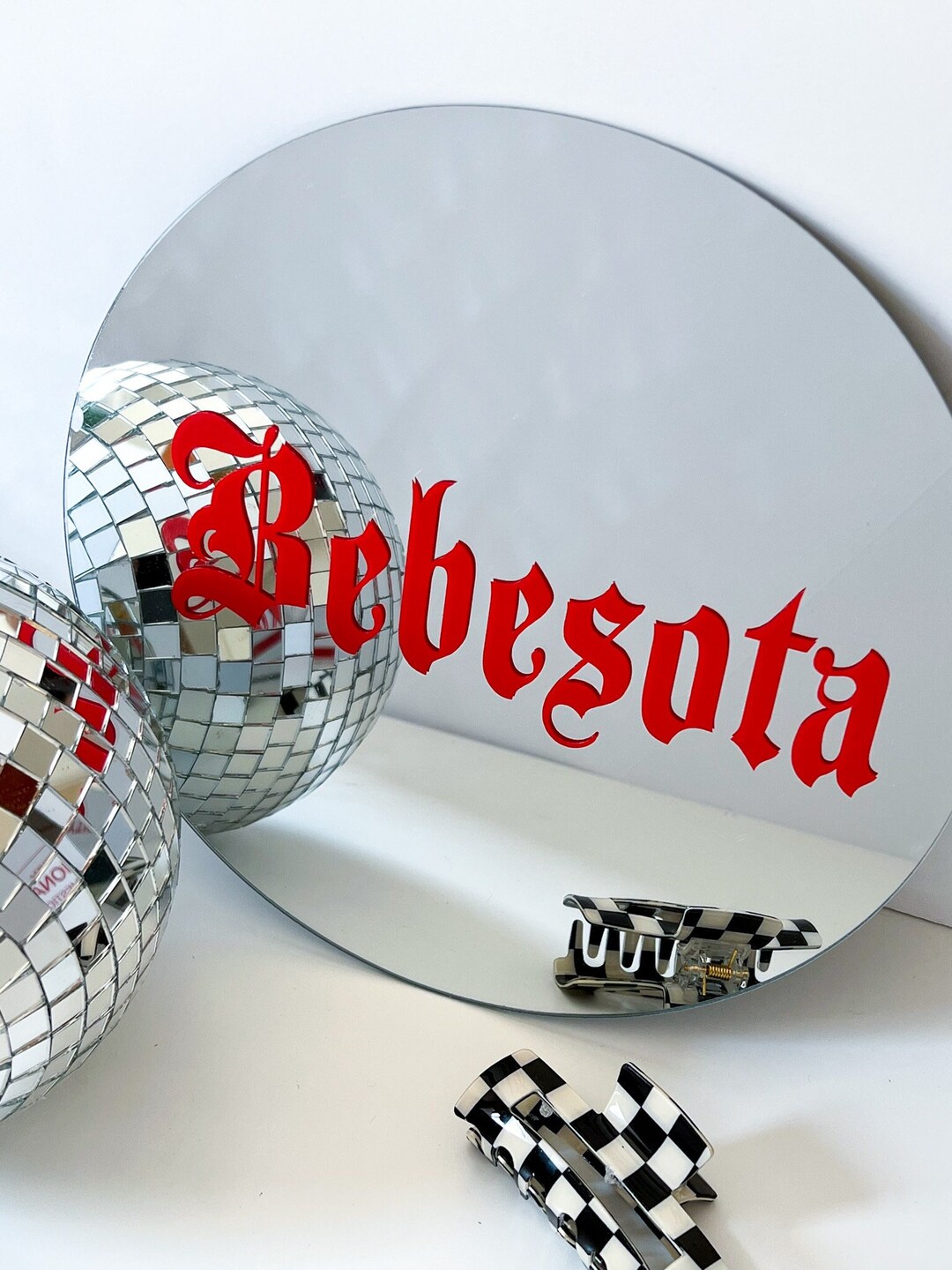 Bebesota Mirror Cute Round Mirror Selfie Mirror Mirror Decal Mirror With Strips Aesthetic Mirror