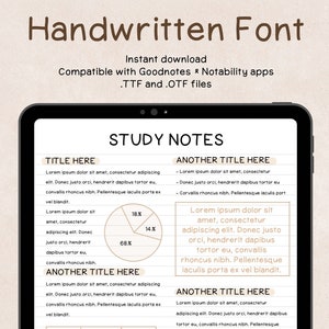 Neat Handwritten Font for Digital Planner and Student Note Taking | Cute and Neat Handwriting