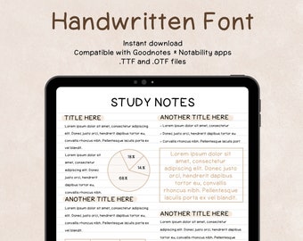 Simple Script – Carattere scritto a mano carino e ordinato per appunti di studio e planner digitali / Goodnotes, iPad, Notability