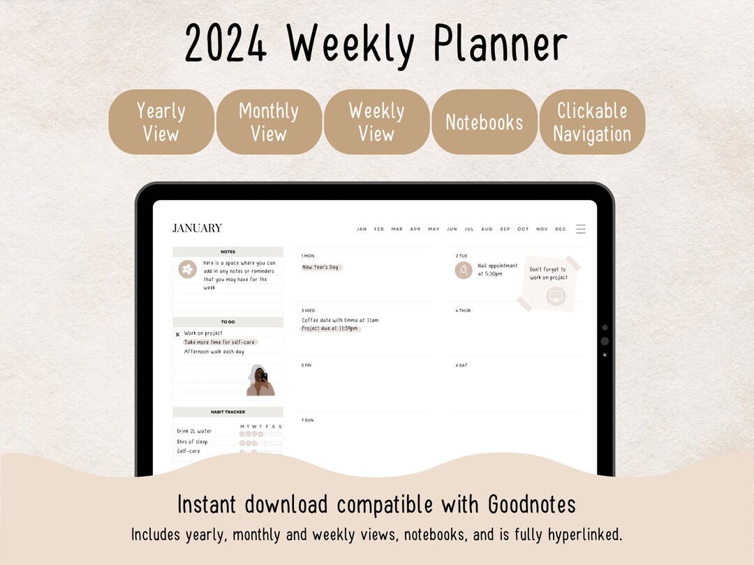 2024 Minimalist Digital Planner for iPad | Goodnotes, Notability ...
