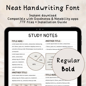 Ordentliche tägliche handgeschriebene Schriftart für digitalen Planer und Studentennotizen | Niedliche und Ordentliche Handschrift Schriftart | Goodnotes & Notability | iPad