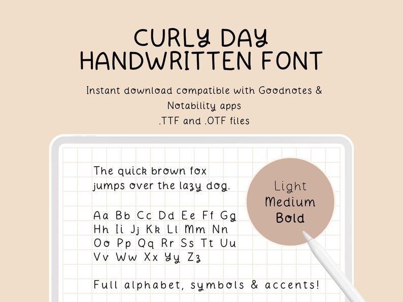 Curly Day – Neat Curly Handwritten Font for Digital Planner and Student ...