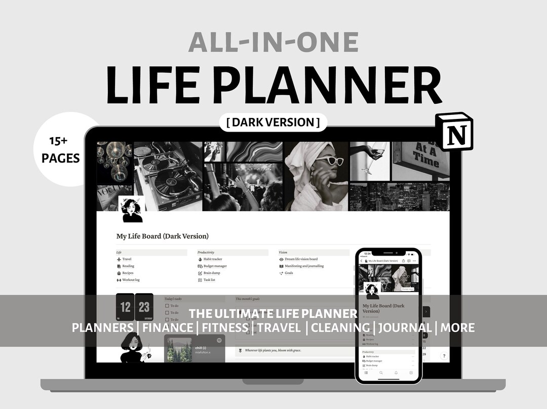 All in One Notion Planner Template | Notion Life Planner Dashboard ...