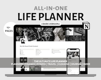 All in one Notion Planner Template | Notion Life Planner Dashboard | ADHD Planner | Dark Aesthetic | Planner Template | Digital Planner