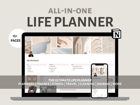 All in one Notion Planner Template | Notion Life Planner Dashboard | ADHD Planner | Minimal, Aesthetic | Planner Template | Digital Planner