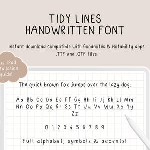 Tidy Lines – Neat Handwritten Font for Digital Planners & Student Notes | Cute and Neat Handwriting Font | Goodnotes, Notability, iPad