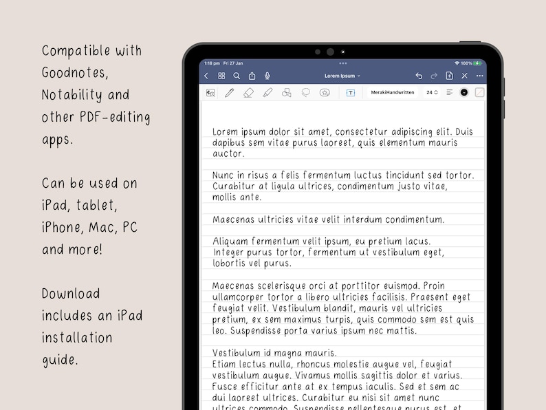 Tidy Lines – Carattere scritto a mano ordinato per agende digitali e appunti degli studenti / Carattere scritto a mano carino e ordinato / Goodnotes, Notability, iPad immagine 2