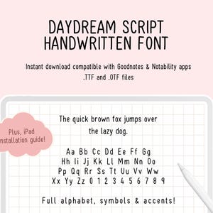 Daydream Script – Neat Handwritten Font for Digital Planners & Student Notes | Cute and Neat Handwriting Font | Goodnotes, Notability, iPad