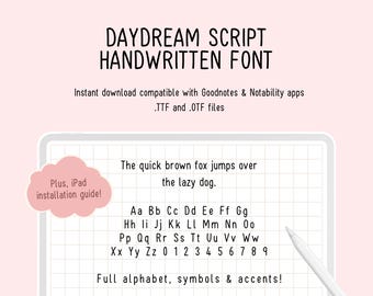Daydream Script – Font scritto a mano elegante per agende digitali e appunti degli studenti / Font scritto a mano elegante e carino / Goodnotes, Notability, iPad