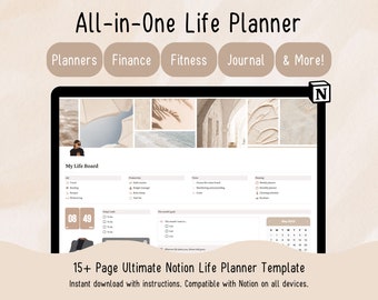 All in one Notion Planner Template | Notion Life Planner Dashboard | ADHD Planner | Minimal, Aesthetic | Planner Template | Digital Planner