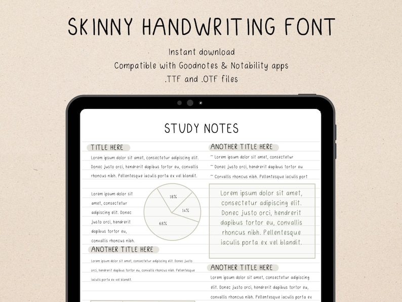 Skinny Handwriting Font for Goodnotes, iPad and more