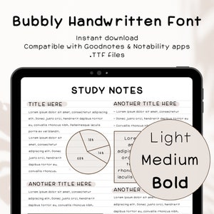 Ordentliche handgeschriebene Schrift für digitalen Planer und Studentennotizen | Niedliche und Ordentliche Handschrift Schriftart | Goodnotes & Notability | iPad